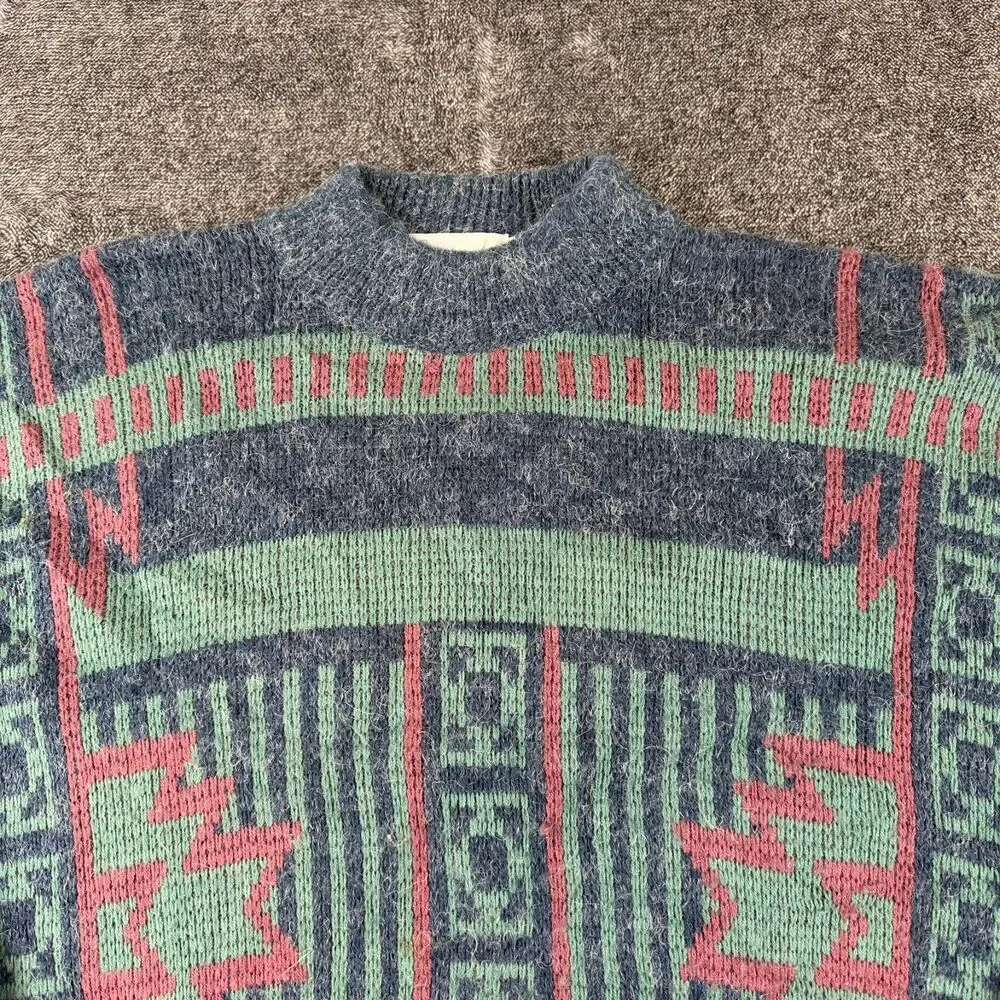 Vtg Mcgregor Fair Isle Nordic Multicolor Aztec Sweater Mock Neck Men's XL USA